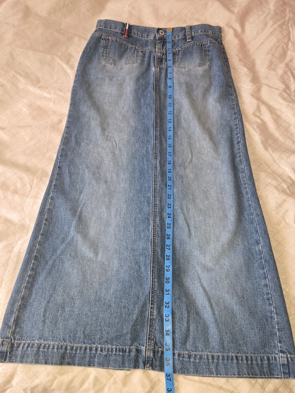 Classic Light Blue Denim Maxi Skirt - Picture 2 of 6